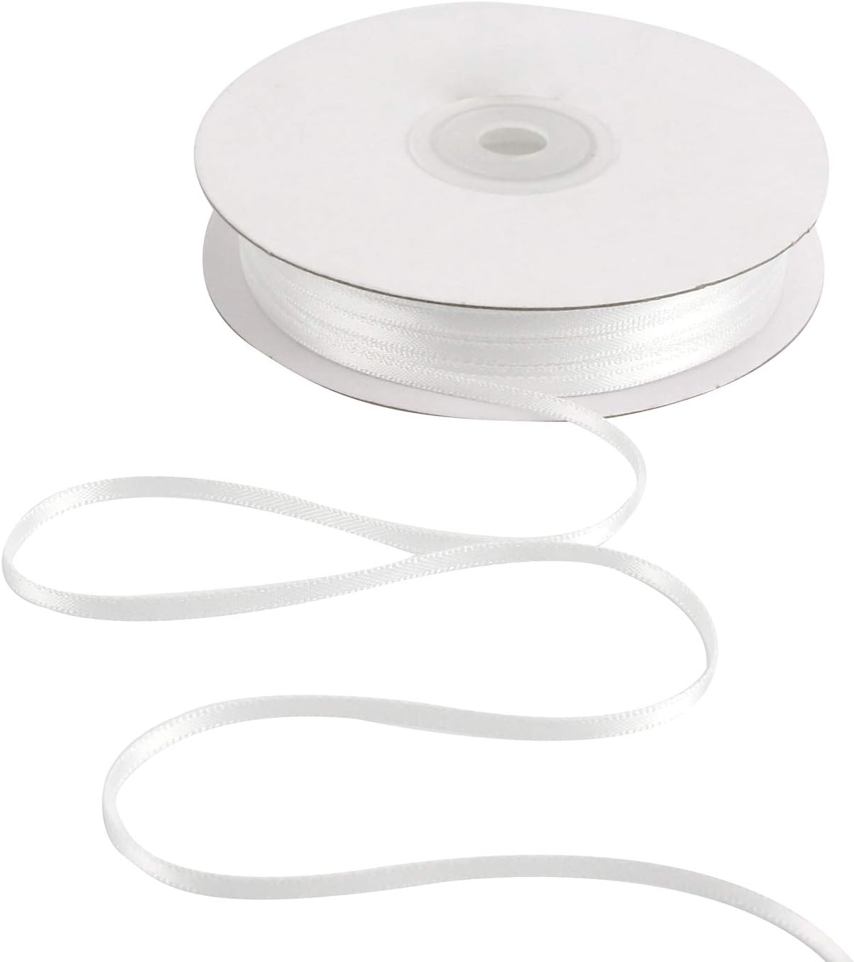 HUIHUANG Solid Color Satin Ribbon 1/8 inch x 100 Yards Roll Ribbon for Crafts (White)
