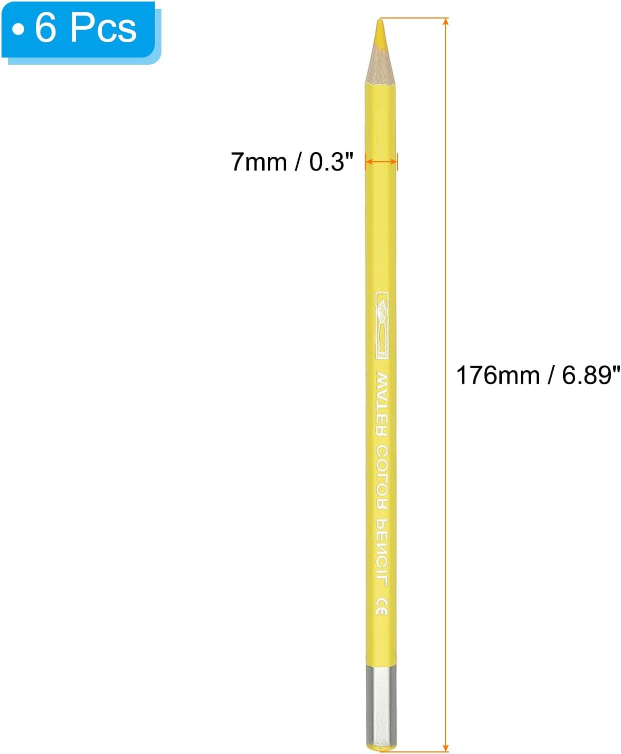 PATIKIL Watercolor Pencil, 6Pcs Water Soluble Pencils for Blending, Coloring, Sketch Drawing, Painting, Lemon Yellow