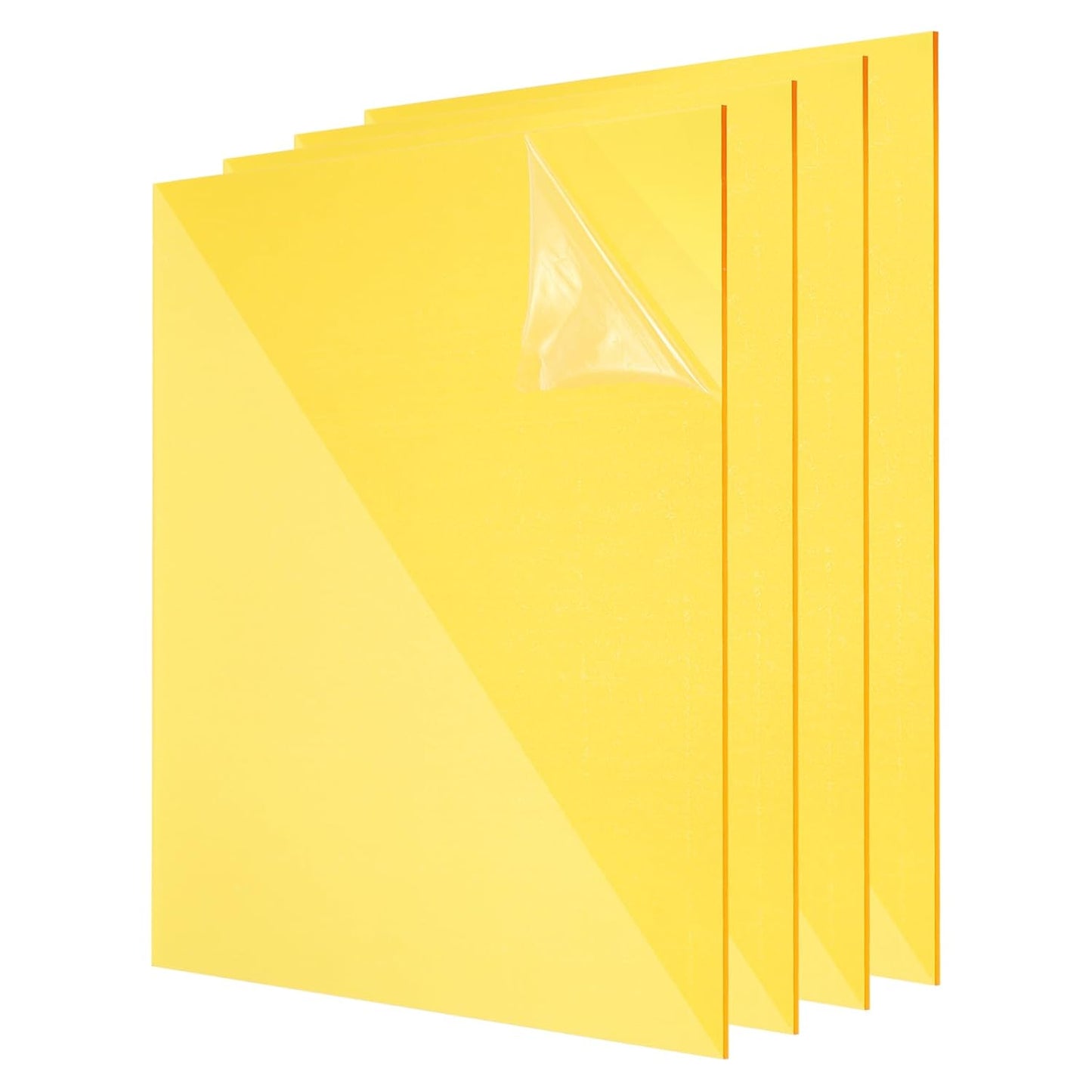 uxcell 4Pcs Acrylic Sheets 8x8 Inch Acrylic Panel 1/8 Inch-3mm Plastic Board for Picture Frames Sign Holders DIY Display Projects Craft, Clear Yellow