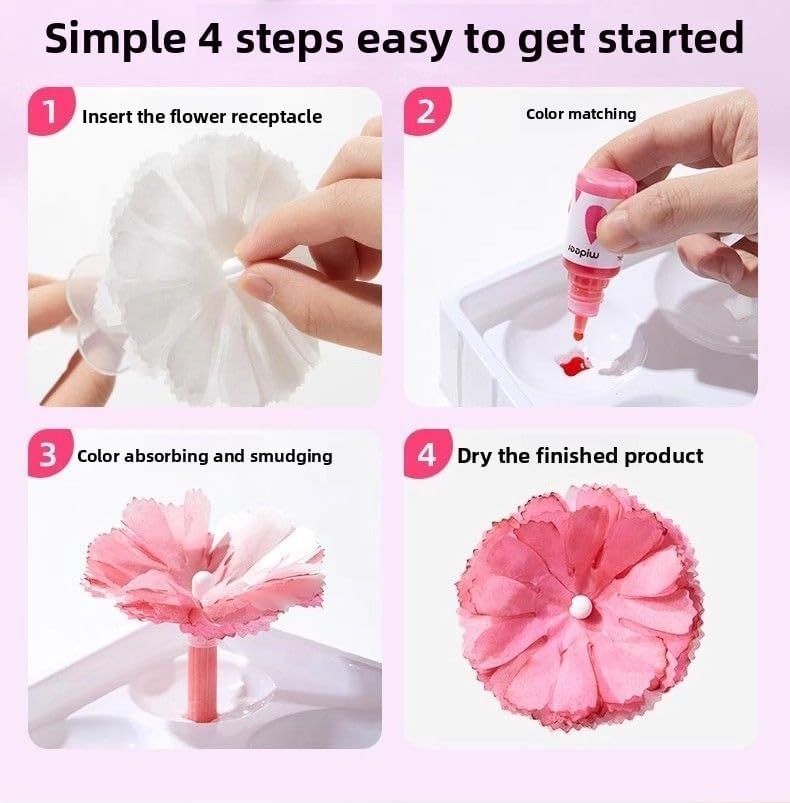 Science Craft Kit: Color Mixing & Dyeing Paper Flower Bouquet for Adults, Teens & Kids 8-12. Handmade Craft for Women's Group Activities & Stem Family Fun, Gift for Birthday Christmas, (Green Florist)