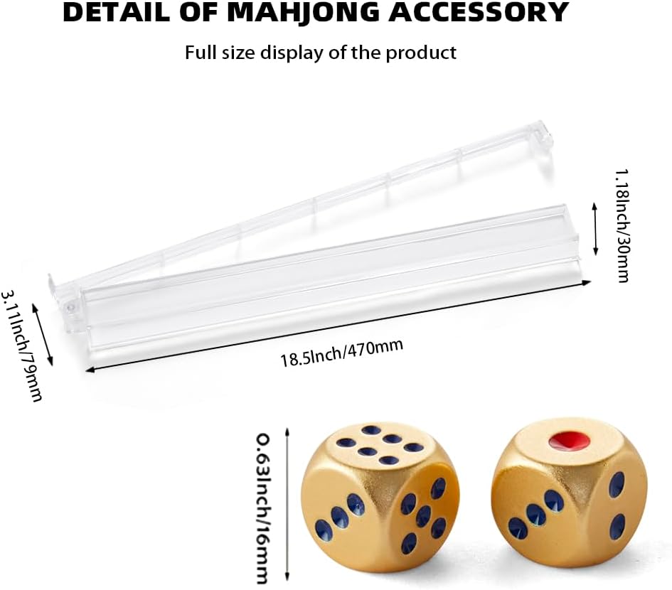Mahjong Racks with Pushers, Clear Acrylic American Majiang Tile Racks, Enhanced Mah Jongg Tile Holders Set of 4 with 3 Goldern Dics (Transparency