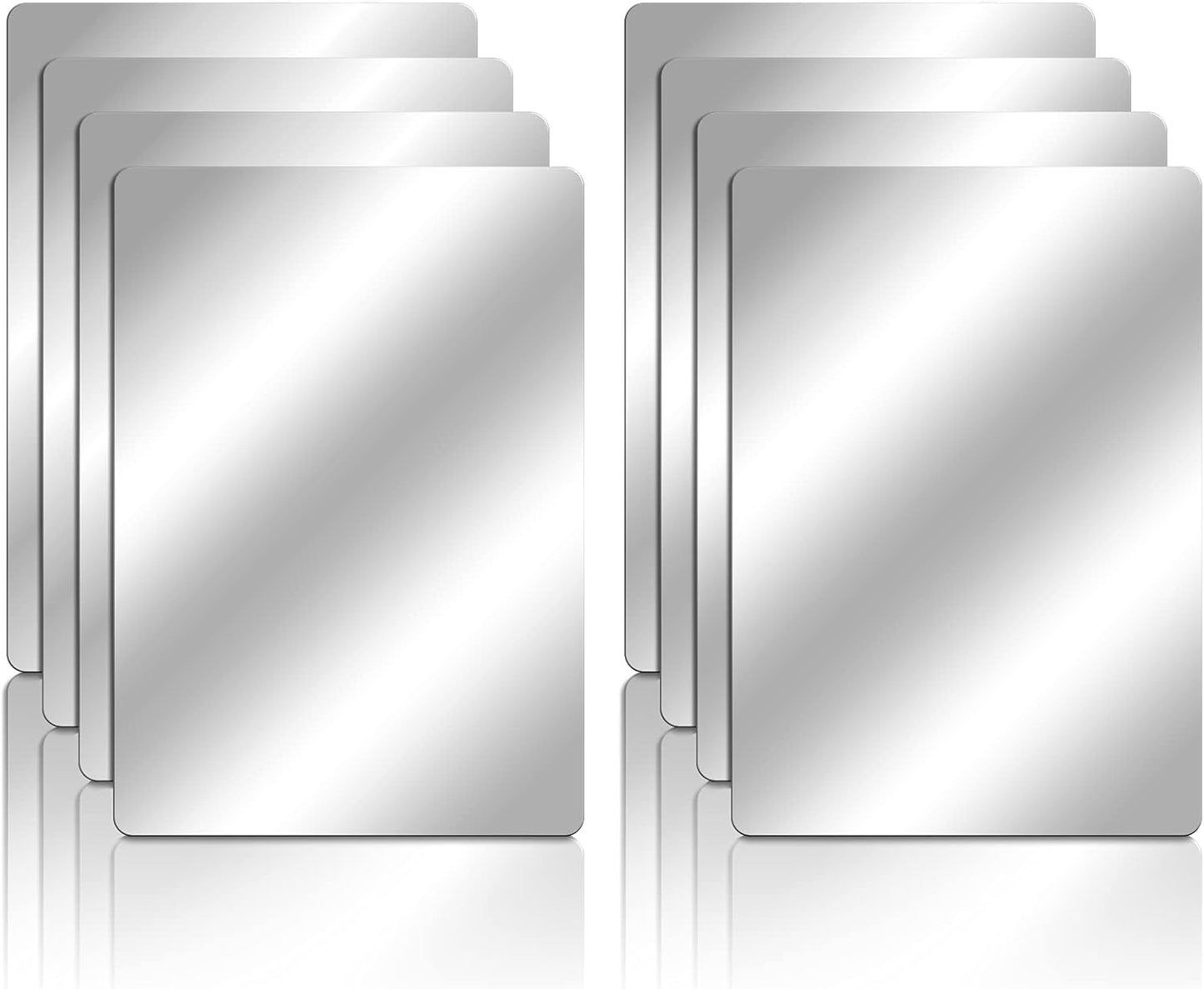 Marsui 100 Pieces Shatter Proof Plastic Mirror Craft 4 x 6 Inch Small Mirror Tiles Bulk with Soft Round Corners Double Sided Protective Film Reflector Sheets Art Craft Supply for Bathroom Home Decor