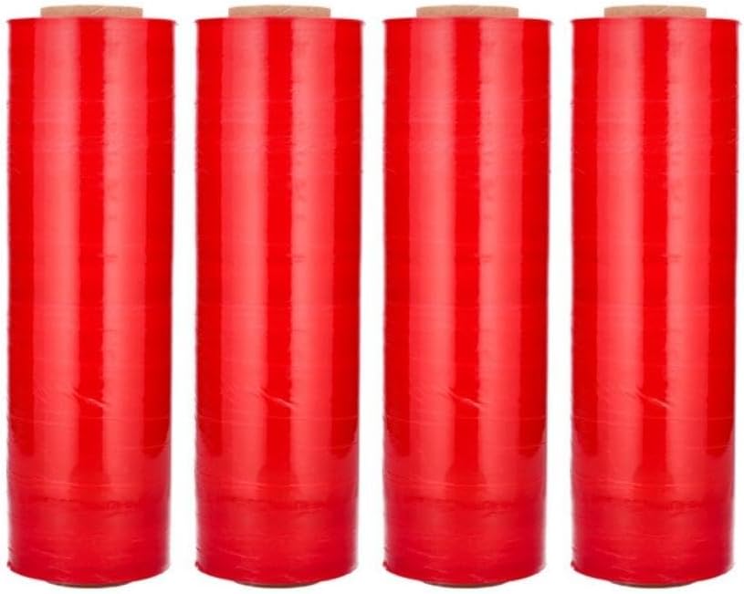 PSBM Red Stretch Wrap, 15 Inch x 1476 Feet, 144 Pack, Tinted Pre-Stretched Shrink Wrap Film for Moving, Packaging, Pallet Wrapping