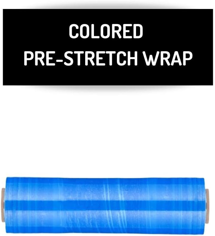 PSBM Blue Stretch Wrap, 15 Inch x 1476 Feet, 8 Pack, Tinted Pre-Stretched Shrink Wrap Film for Moving, Packaging, Pallet Wrapping