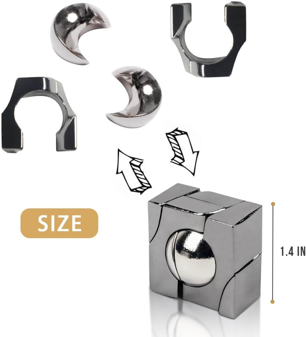 Fun Metal Brain Teaser Puzzle Games - 3PCS Adults Mind 3D Toys -Teens IQ Insight Challenge - Educational Gift for Ages 12+
