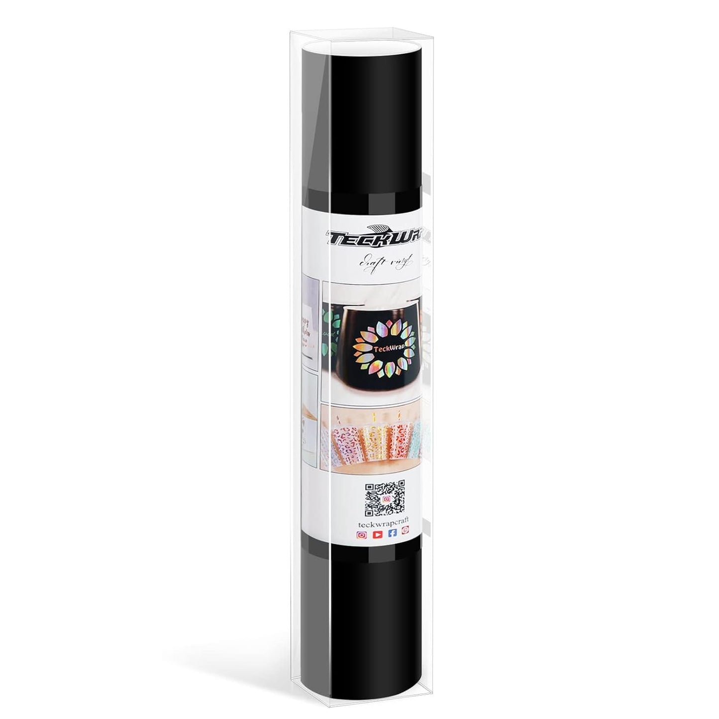TECKWRAP 001 Smart Adhesive Vinyl Permanent,13in x 5ft, Vinyl for DIY Decal Projects, Compatible with Explore3/Maker3, Matte Ink Black