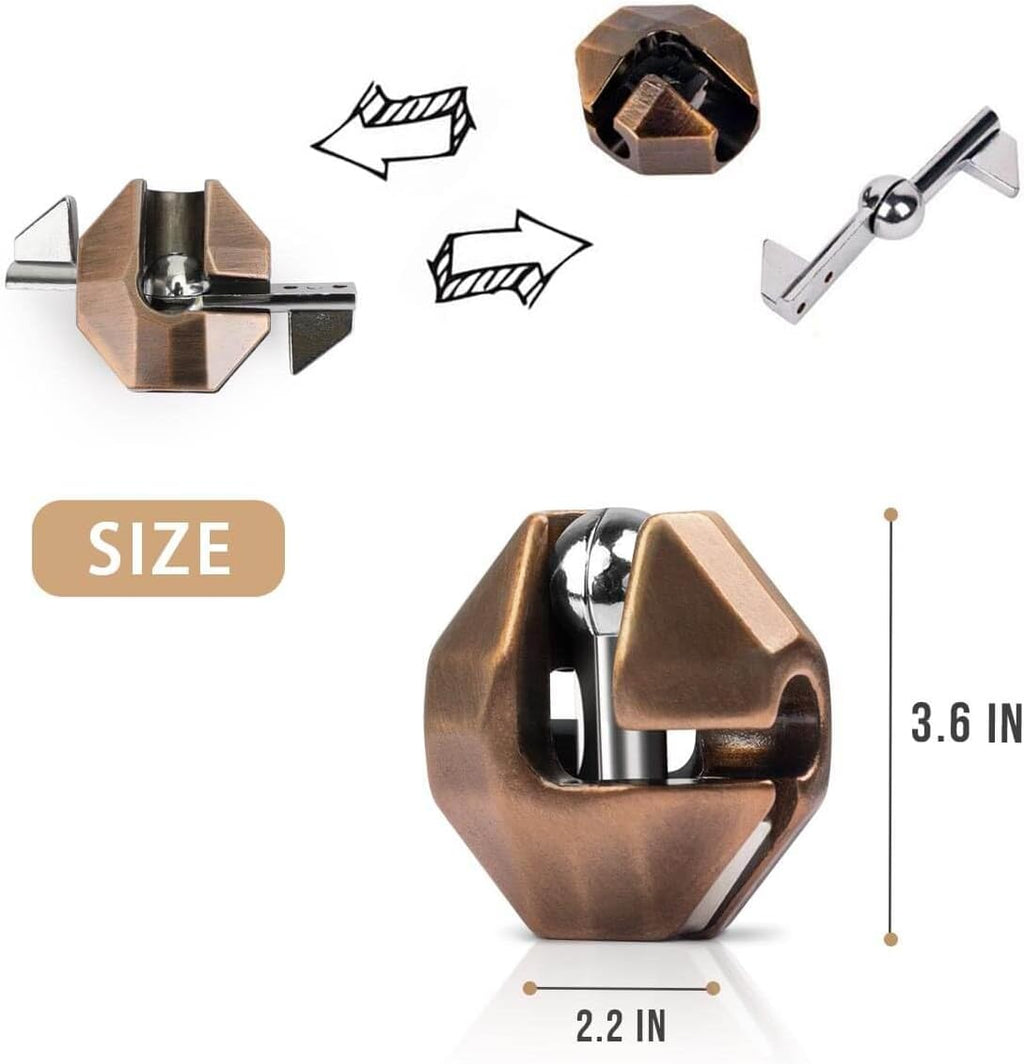 Fun Metal Brain Teaser Puzzle Games - Adults Mind 3D Toys -Teens IQ Insight Challenge - Educational Gift for Ages 12+ （3PCS）
