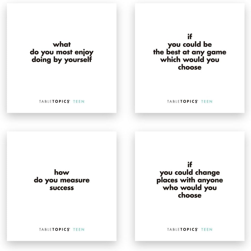 TableTopics Teen Conversation Cards for Teenagers with Their Family & Friends, 135 Fun Questions for Connection at Dinnertime, Hangouts, Game Night, & Classrooms