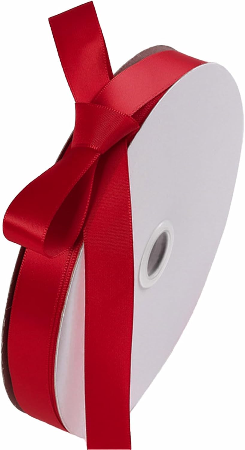 5/8" x 100 Yards Burgundy Polyester Satin Ribbon Single Faced Bulk Fabric Ribbons for Gift Wrapping, Crafting, Bows Making, Sewing, Wedding, Home Decor