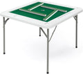 PEXMOR 39.5" Foldable Mahjong Table, Square 4 Player Card Game Table w/Cup Holders & Chip Grooves, Portable Folding Poker Domino Board Game Table for Blackjack, Texas Hold'em, Jigsaw Puzzles Game