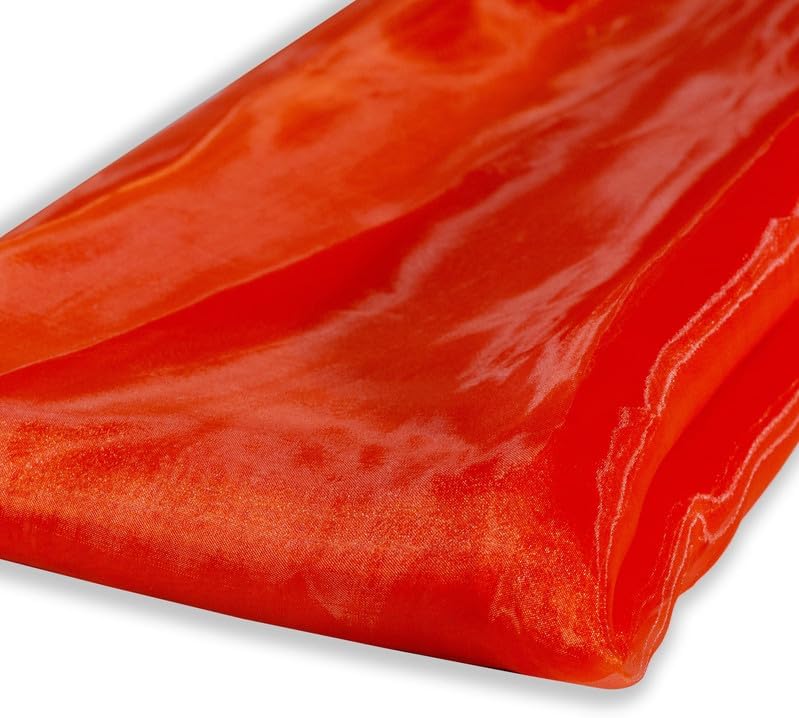 Fynite Orange Organza Fabric by The Yard | 2 Yard Long | 44" Wide | Bridal Soft Sheer Organza Tulle for DIY Wedding Dress Fashion Craft Decorations