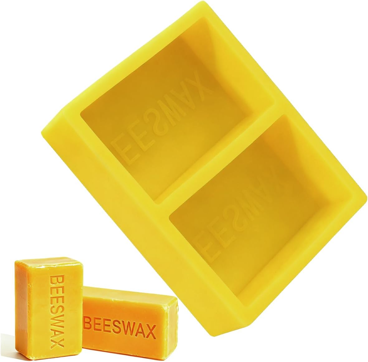 Silicone Beeswax Mold with Makes 2 x 1 lb Blocks, Reusable Silicone Molds with The Word Beeswax Embossed, Reusable Beeswax Bar Mold for DIY Soap, Candle, Wax Block Crafting, Reusable, Easy Release