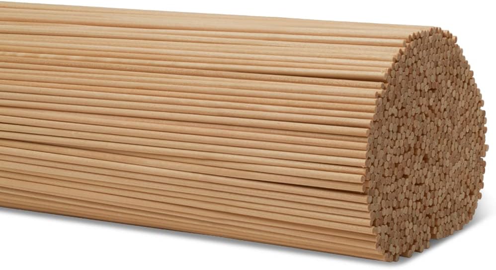 Wooden Dowel Rod, 1/8 Inch x 12 Inch Wood Dowels, Pack of 250 Wooden Dowels for Crafts, Unfinished Hardwood Wooden Dowels Rods, Strong Wood Rod Dowels for Crafting and DIYers