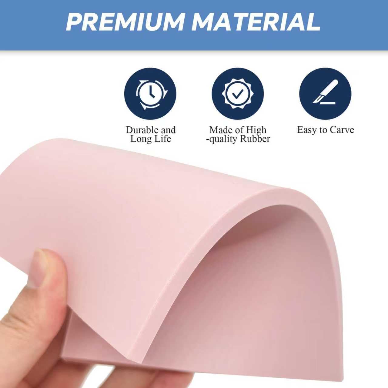 12 Pack 4"x6" Pale Pink Rubber Stamp Carving Blocks Pink Rubber Carving Blocks Linoleum Block for Stamp Maker Printmaking Supplies