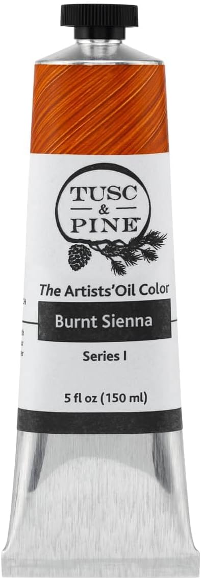 Tusc & Pine Artist Oil Paint - Burnt Sienna, 150 ml, Non-Yellowing, Rich & Creamy Consistency, Maximum Pigment Load, Small Batch Milled Oil Paints Made in the USA for Professional Artists