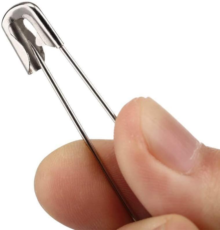 vrupin 100Pcs-3inch Stainless Steel Safety Pins,Safety Pins Bulk Metal Silver Sewing Pins Clothing Clips Tool 75mm Decorative Safety pins