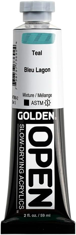 OPEN Slow-Drying Acrylics by GOLDEN, Teal, 2 fl oz. tube, Professional Acrylic Paint, Opaque