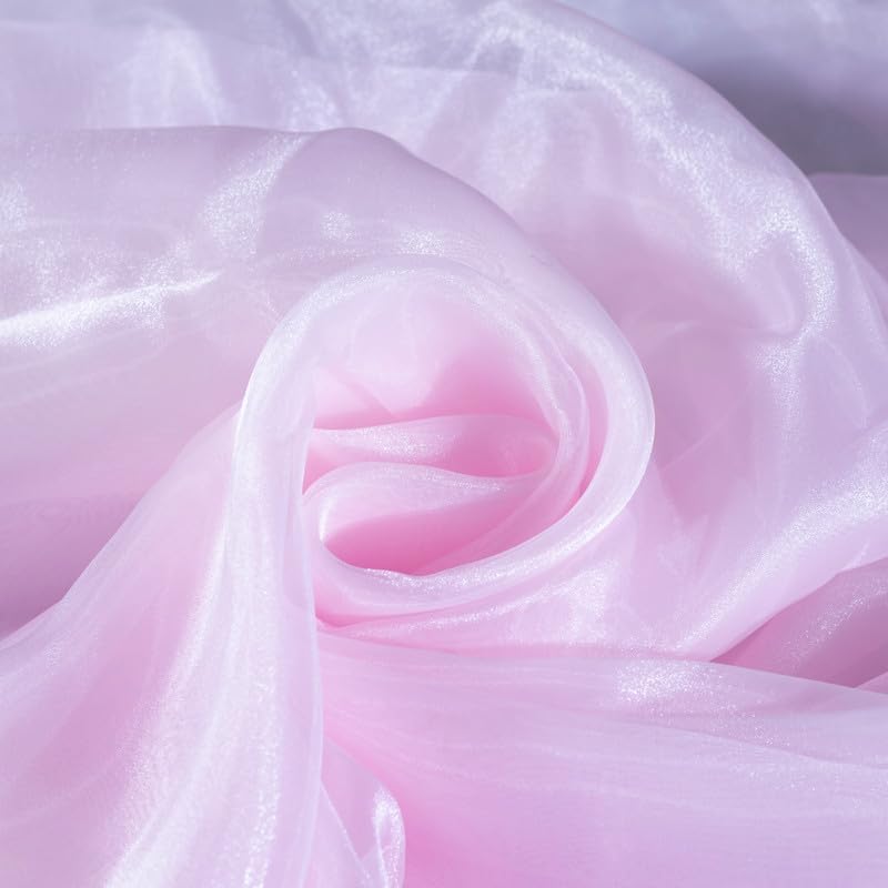 Fynite Baby Pink Organza Fabric by The Yard | 2 Yard Long | 44" Wide | Bridal Soft Sheer Organza Tulle for DIY Wedding Dress Fashion Craft Decorations