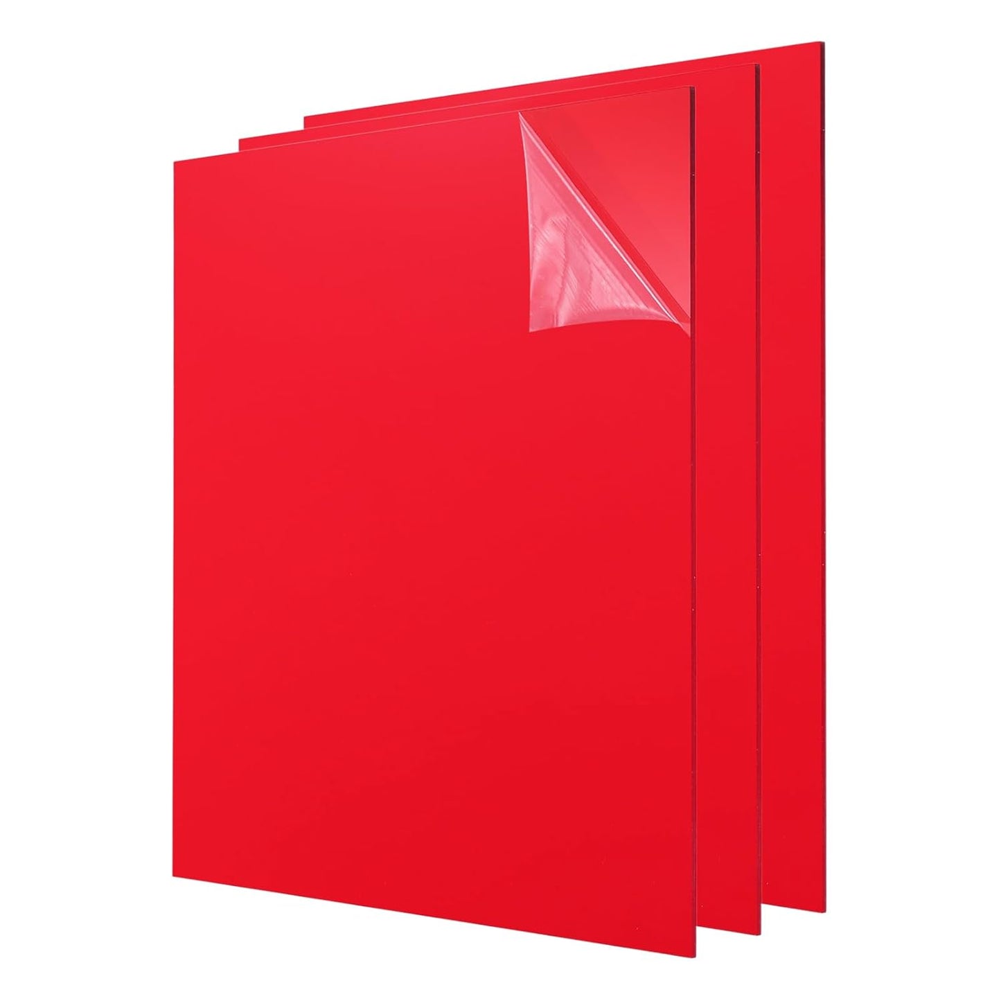 uxcell 3Pcs Acrylic Sheets 8x8 Inch Acrylic Panel 1/8 Inch-3mm Plastic Board for Picture Frames Sign Holders DIY Display Projects Craft, Red