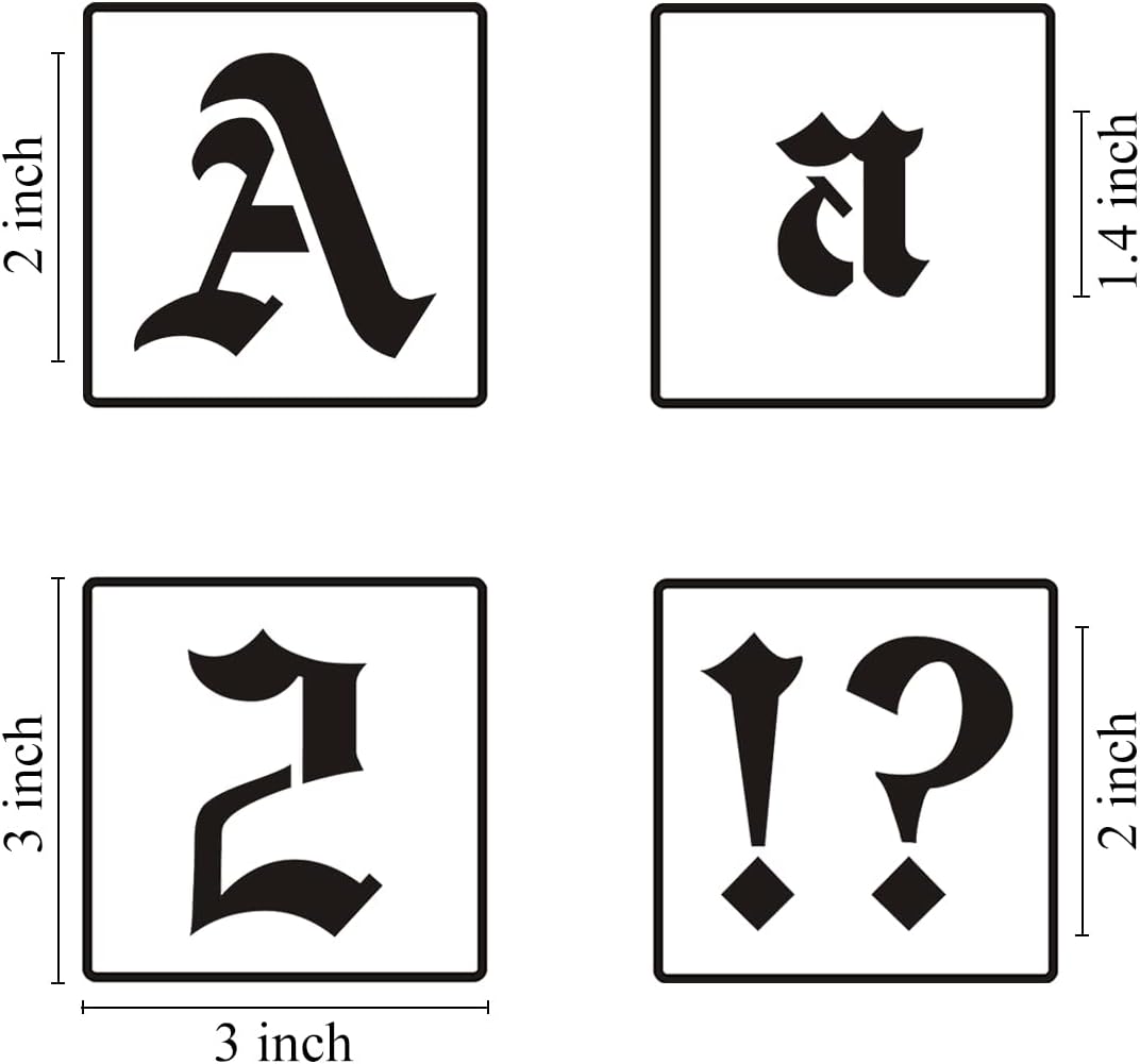 2 Inch Alphabet Letter Stencils for Painting - 70 Pack Old English Letter Stencil Templates with Numbers and Signs for Painting on Wood, Reusable Letters Stencils for Chalkboard Wood Signs & Wall Art