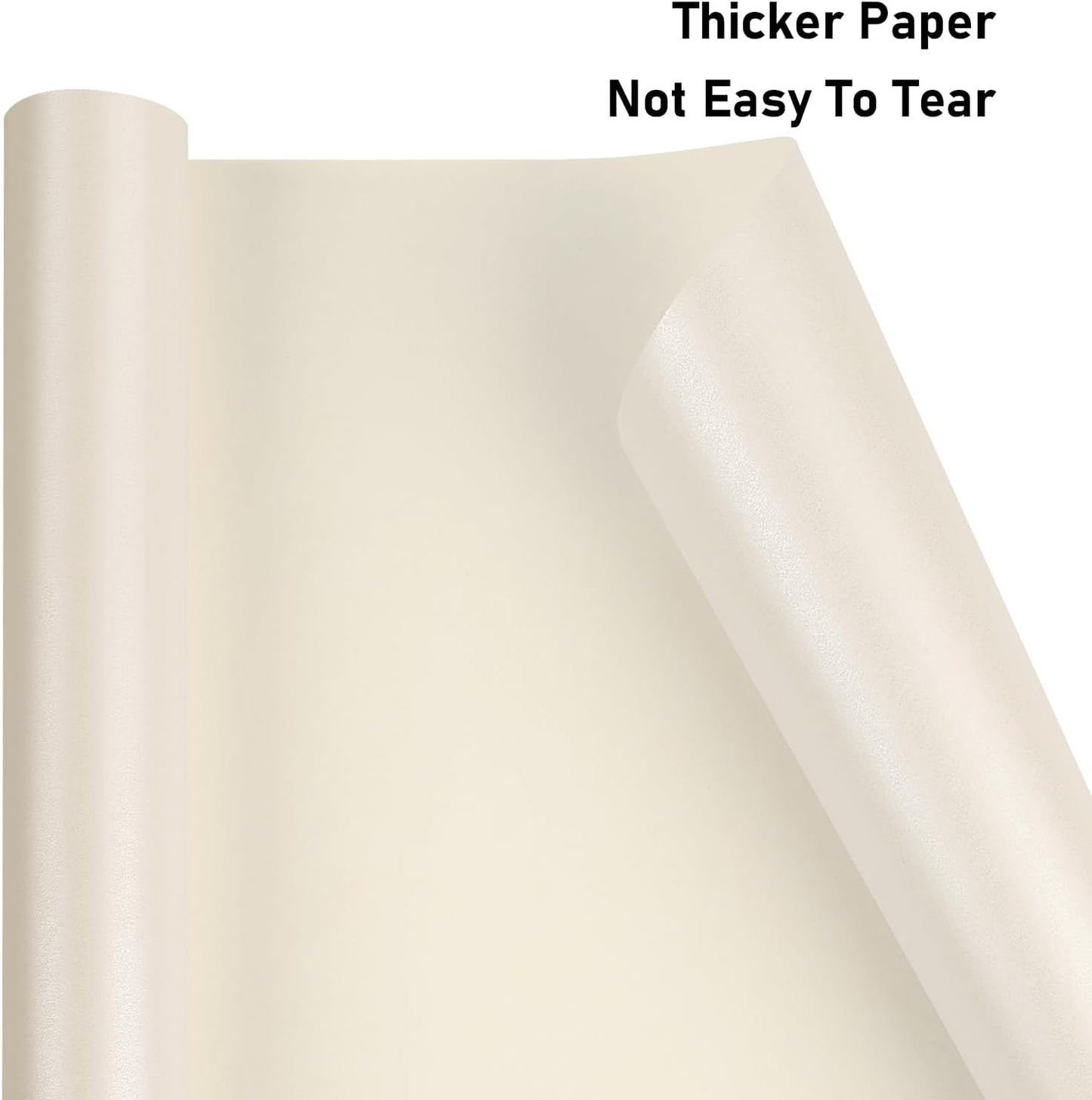 NESCCI Off White Matte Wrapping Paper,Solid Color Pearly-Lustre Paper,Gift Wrapping Paper,Perfect for Wedding,Valentine's Day,Birthday, Christmas,Baby Shower,DIY Bouquet (17 Inches X 32.8 Feet)