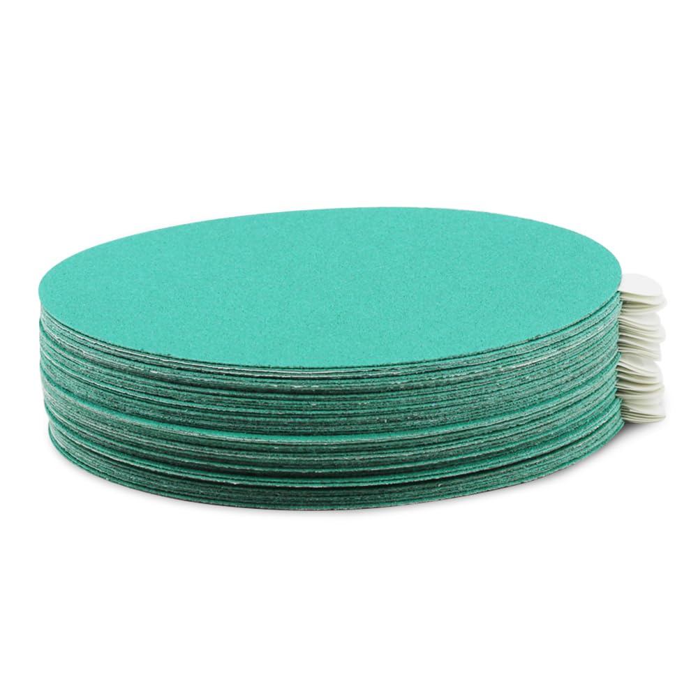 BHA 5” Green Film PSA Self Adhesive Sanding Discs - 50 Pack - Wet/Dry, Sticky Back, Premium Aluminum Oxide for Long-Lasting, Low-Dust & Load Resistant Sanding and Surface Finishing - 220 Grits