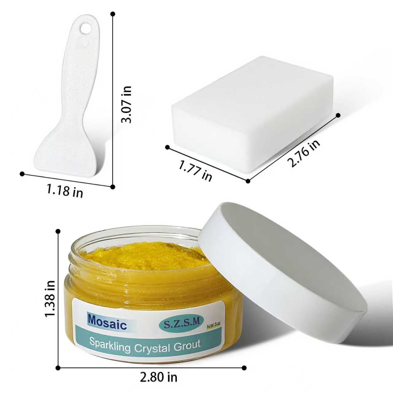 Mosaic Grout for Crafts, Sparkling Colorful Crystal Sealant is Specially Designed for Use in Mosaic Kits for Adult to Decorate Tessellated Coasters, Table Tops, Walls and Vases, Yellow, 5 oz