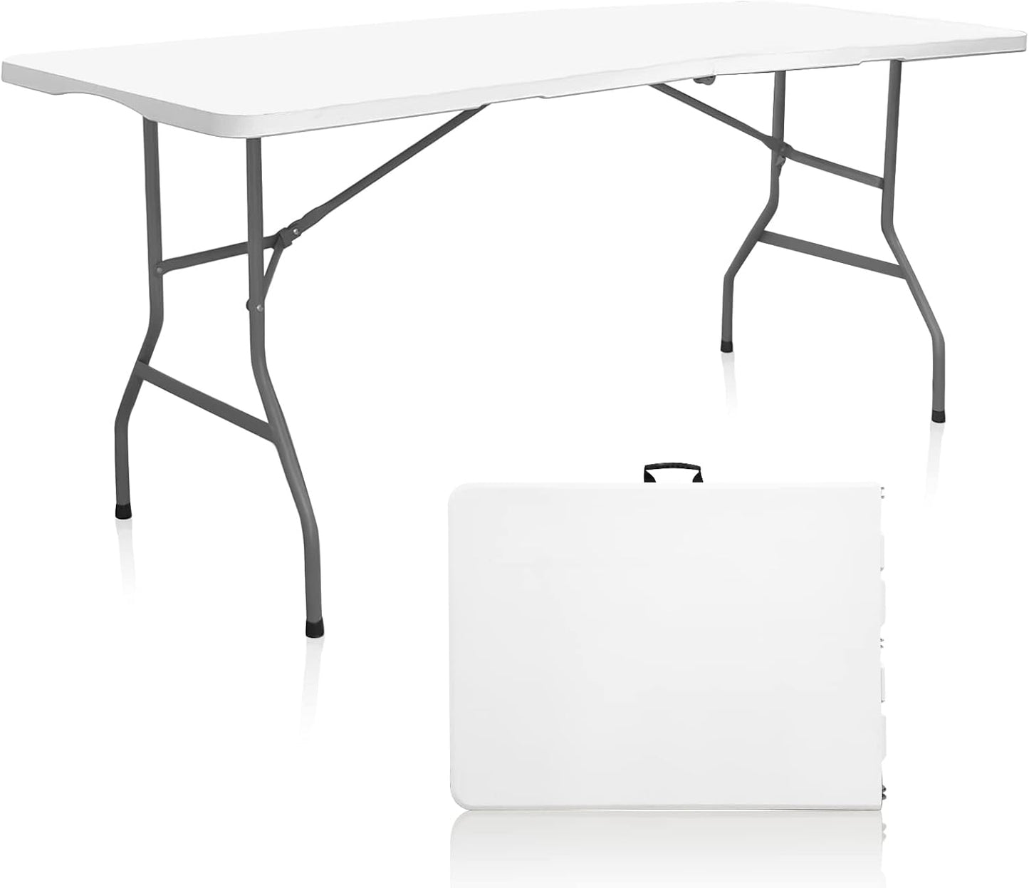 Plastic Folding Table, 6 FT Folding Table, Plastic Portable Tables for Dining Parties Card Picnic Camping, Granite White