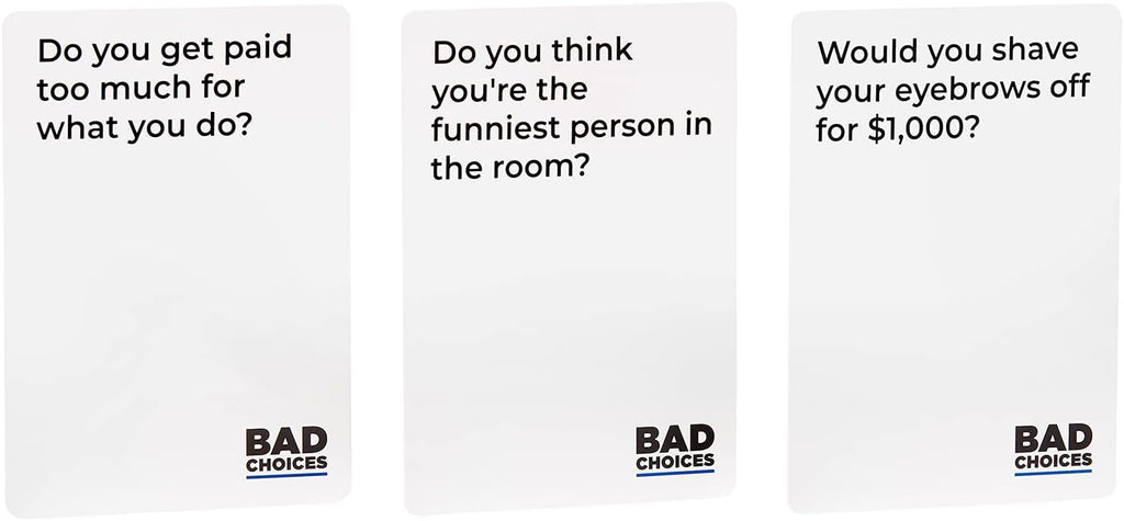 BAD CHOICES Party Game - The Have You Ever? Game - Hilarious Adult Card Game for White Elephant Parties and Board Games Night with Your Friends