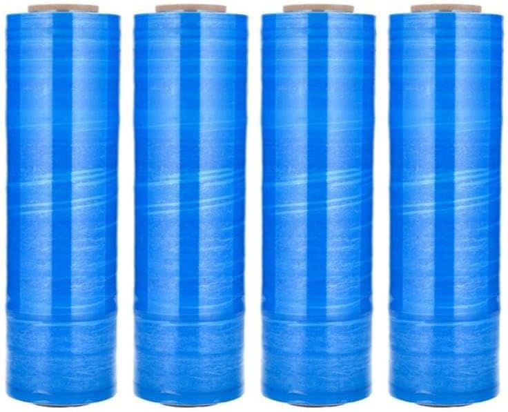 PSBM Blue Stretch Wrap, 15 Inch x 1476 Feet, 144 Pack, Tinted Pre-Stretched Shrink Wrap Film for Moving, Packaging, Pallet Wrapping