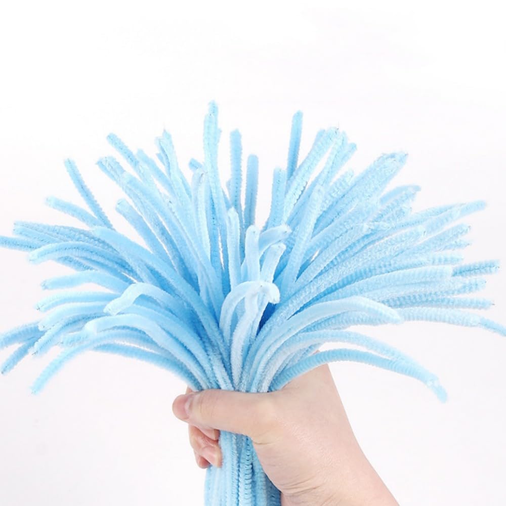 300 Pieces Pipe Cleaners Chenille Stem, 3 Pastel Candy Color Pipe Cleaners Set for Pipe Cleaners DIY Arts Crafts Decorations, Chenille Stems Pipe Cleaners (Blue)