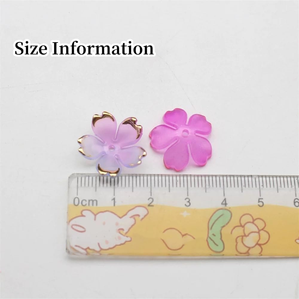 100pcs Acrylic Flower Beads, 19mm Cherry Blossom Plastic Gradient Flower Spacer Beads for DIY Crafts Bracelet Necklace Earrings Jewelry Making(Red)