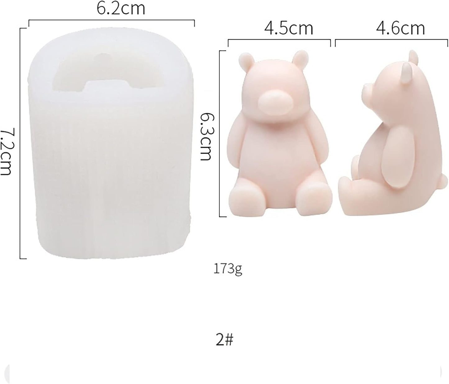 2 pcs Cute Bear Mold Bear Silicone Wave Spiral Candle Mold - Silicone Resin Casting Molds for Candle & Resin & Soap Craft Supplies