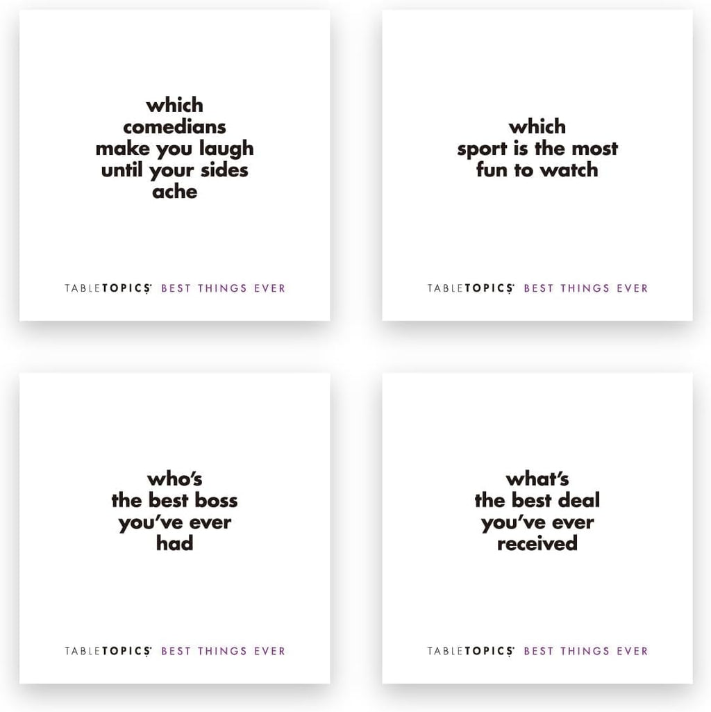 TableTopics Best Things Ever Question Card Game - 135 Fun Conversation Starter Cards, Use as Ice Breakers, Getting to Know You, or Discover More About Friends & Family, Share Your Favorites