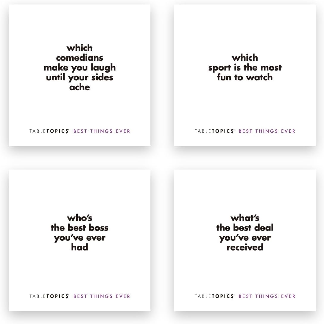 TableTopics Best Things Ever Question Card Game - 135 Fun Conversation Starter Cards, Use as Ice Breakers, Getting to Know You, or Discover More About Friends & Family, Share Your Favorites