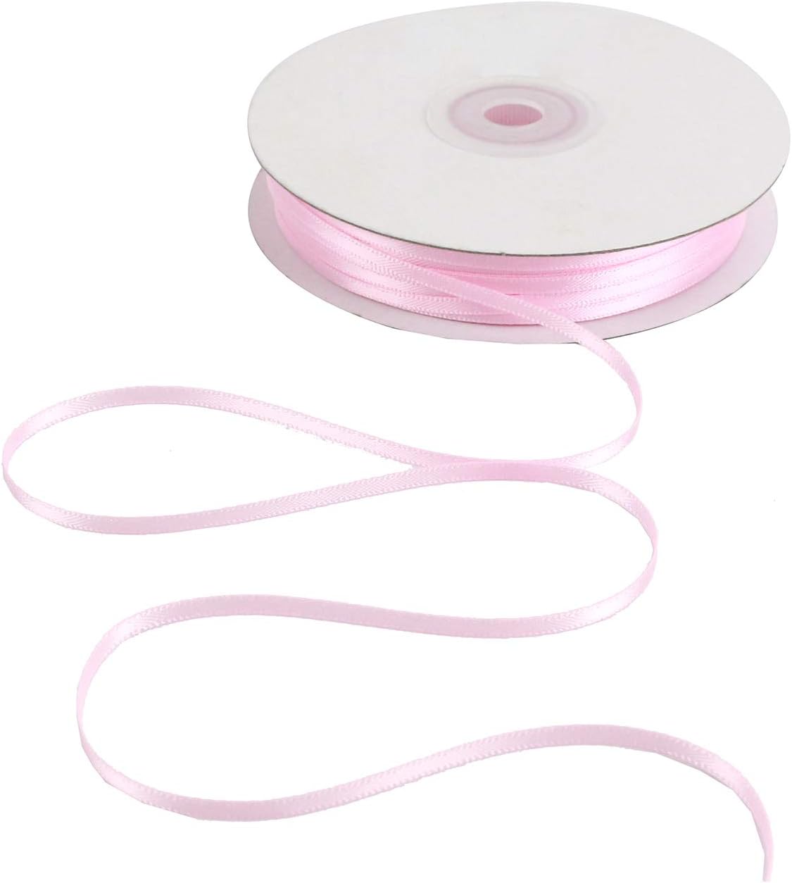 HUIHUANG Solid Color Satin Ribbon 1/8 inch x 100 Yards Roll Ribbon Light Pink Thin 1/8 Satin Ribbon for Crafts Sewing Baby Shower Decor Gift Wrapping (Light Pink)