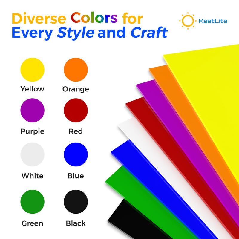 KastLite Colored Acrylic Sheets Nominal 6" x 18" - Plastic Sheet Easy to Cut, Saw, Shape, Laser Cut - Ideal for Arts & Crafts & DIY Projects- Durable, Lightweight, Scratch Resistant - Clear 4 Pack