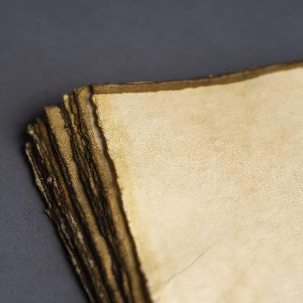 Wanderings Handmade Antique Blank Paper with Slightly Burned Edge, A4 Size, Package of 50 - Recycled Watercolor Mixed Media Loose Leaf Paper for Writers Invitations Crafts Thick 150 GSM - 8.25x11.7