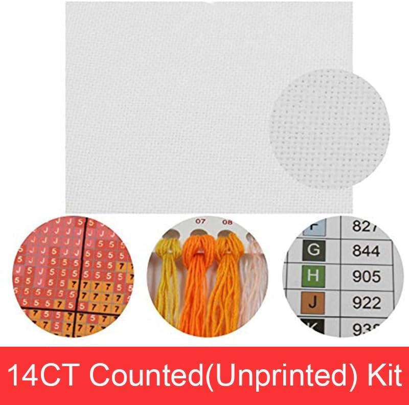 Maydiyer 14CT Counted Cross Stitch Kits Unprinted Embroidery Kit,Starter Kits for Beginners Needlework Sets-The Old Married Couple 17.3×14.2 inch