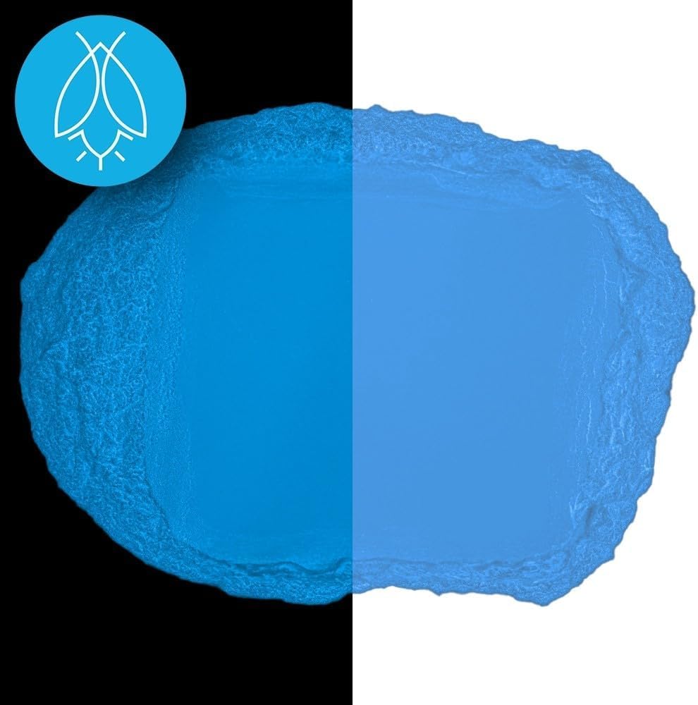 Glow in The Dark Pigment Powder - Neutral and Fluorescent Color for Art Painting, Fine Art, Nail Art Paint, and DIY Crafts - Long Lasting, 10+ Color Options - Fluorescent Blue - (120 Grams/4 Ounces)