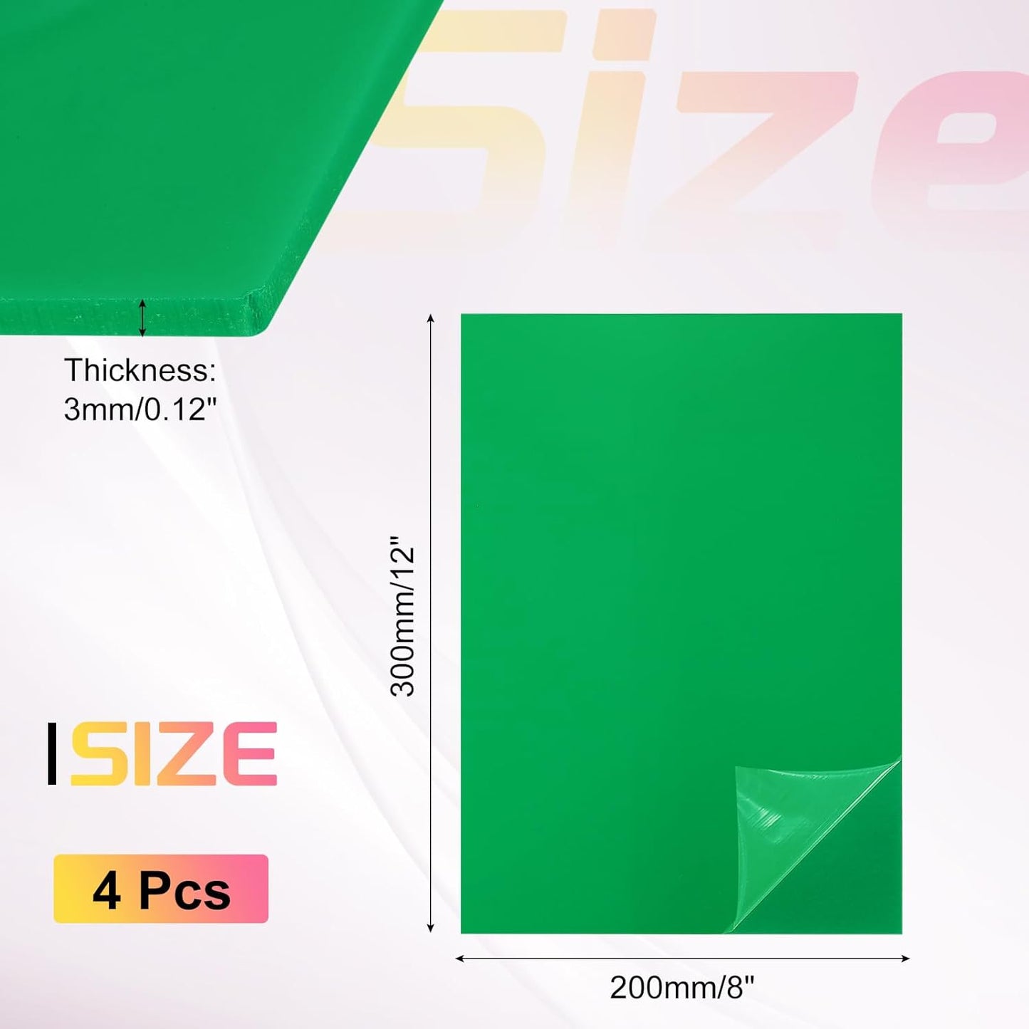 uxcell 4Pcs Acrylic Sheets 12x8 Inch Acrylic Panel 1/8 Inch-3mm Plastic Board for Picture Frames Sign Holders DIY Display Projects Craft, Green