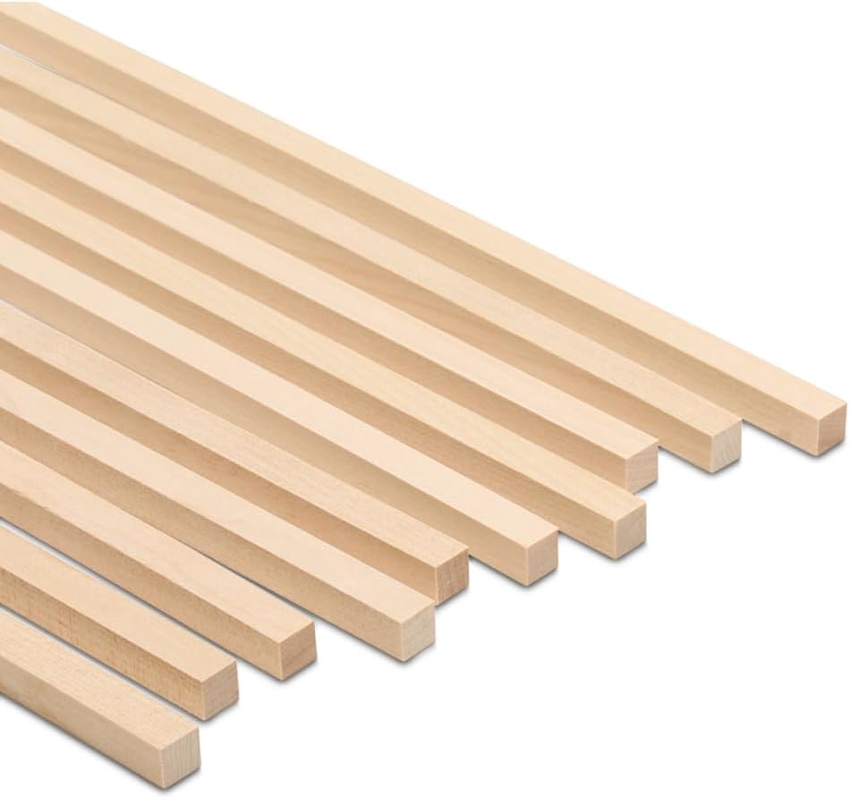 DIY Wooden Square Dowel Rod 3/8-inch x 36 Pack of 20 Hobby Wood Sticks for Crafts, Wood Trim & Architecture Model Making, by Woodpeckers