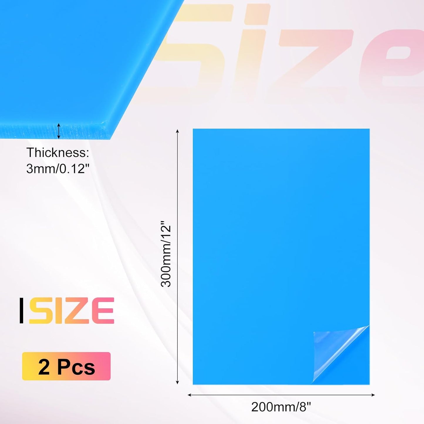 uxcell 2Pcs Acrylic Sheets 12x8 Inch Acrylic Panel 1/8 Inch-3mm Plastic Board for Picture Frames Sign Holders DIY Display Projects Craft, Blue
