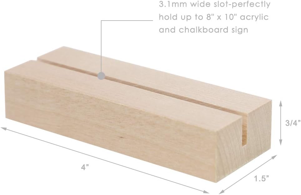 UNIQOOO 20 Pack 4" Wood Stands for Wedding Acrylic Sign, Wood Table Number Holders for 1/8 Thick Acrylic Sheets | Wedding Display Stand, Card Holder, Great for Bar Menu, Retail Sign, Party and Events