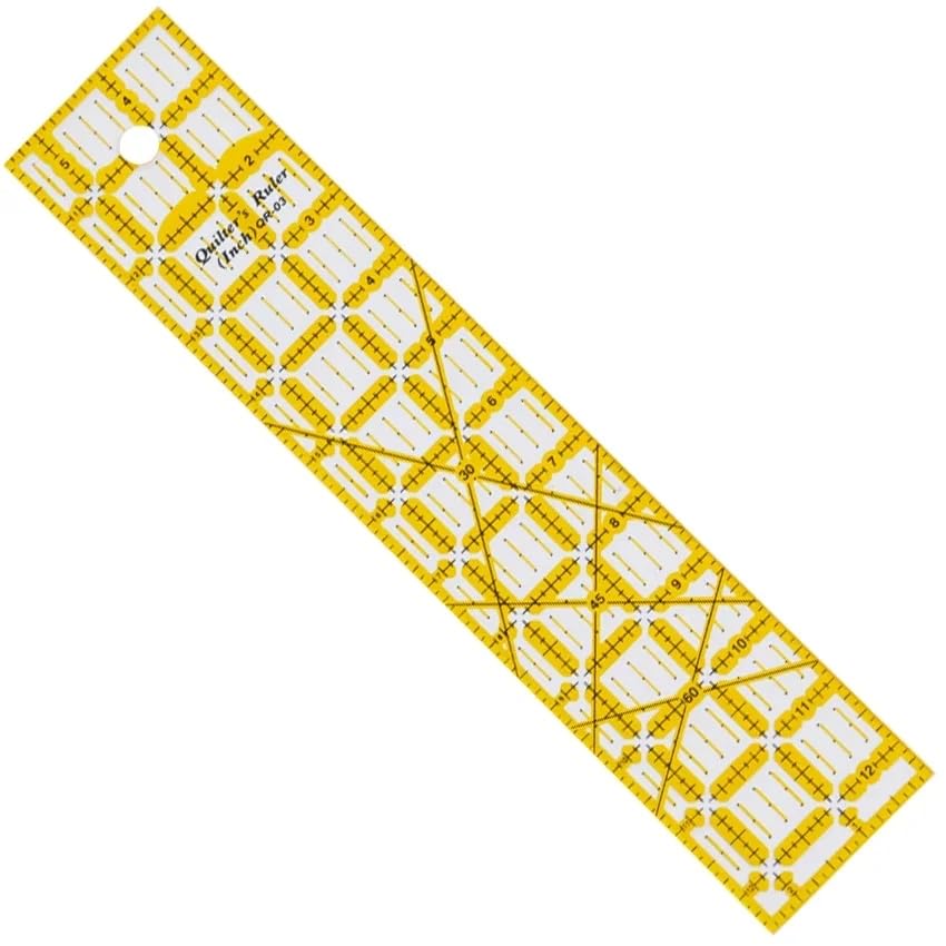 HONEYSEW Quilting Templates Acrylic Sewing Ruler with Non-Slip Rings for Quilting and Sewing Fabric Cutting Angles Rectangle Ruler (6PCS Set)