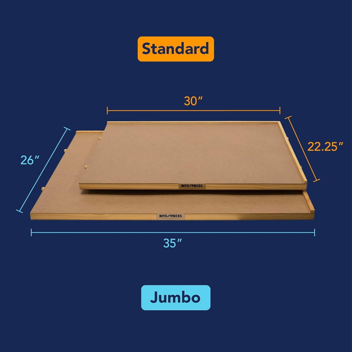 Bits and Pieces Puzzle Board with Drawers – 1000 Piece Jigsaw Puzzle Table Organizer Premium Wooden Puzzle Board for Adults 22.25"x 30" Smooth Non-Slip Surface Portable Puzzle Table with Sorting Trays