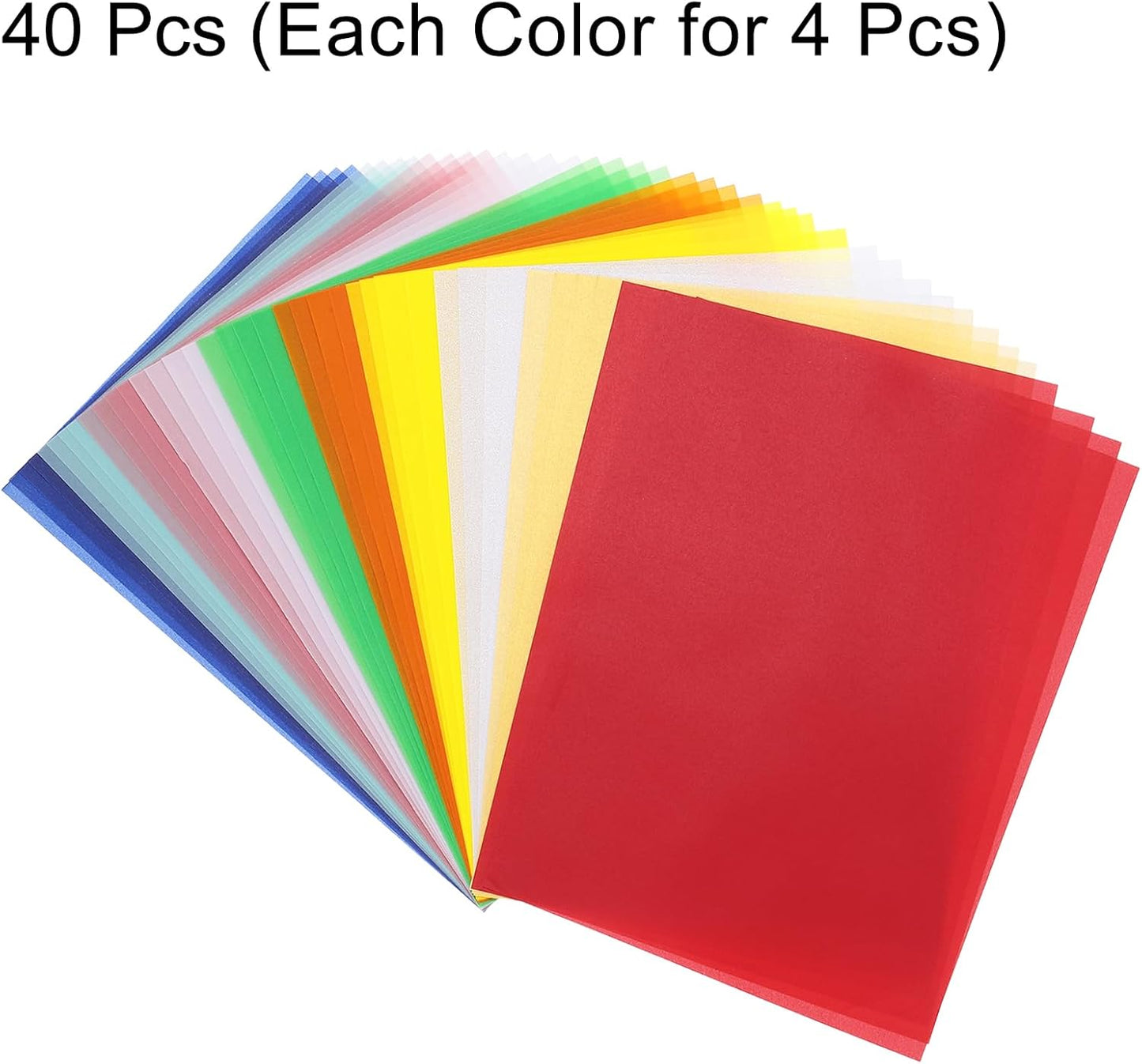 MECCANIXITY Colored Vellum Paper, 40 Sheet Multicolor Transparency 8.3" x 5.9" Printable Vellum Paper, Translucent Vellum Sheets for Printing Wedding Invitations Ink Jet Laser Printer