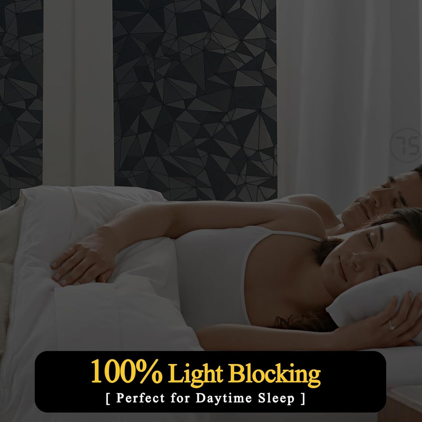 Niviy Blackout Window Privacy Film with Installation Tools Static Cling 100% Light Blocking Room Darkening, Heat Control Removable Windows Tint for Home, Black Out Window Cover 35.4" by 78.7"