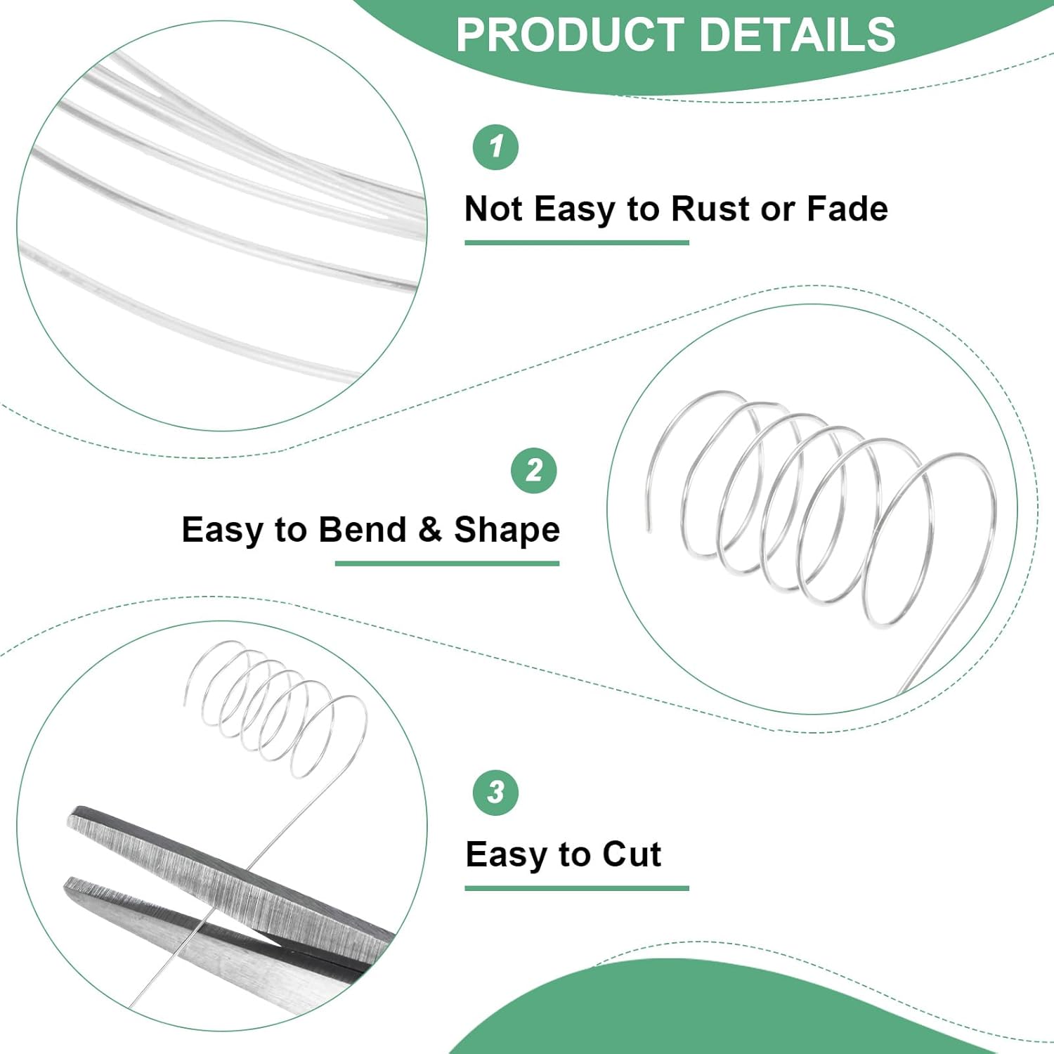 0.4 mm/26 Gauge Copper Wire for Jewelry Making, 30.2FT Copper Beading Craft Wire for Jewelry/Weaving/DIY Crafting/Planting, Color-Retaining [9.2M, Bright Silver]