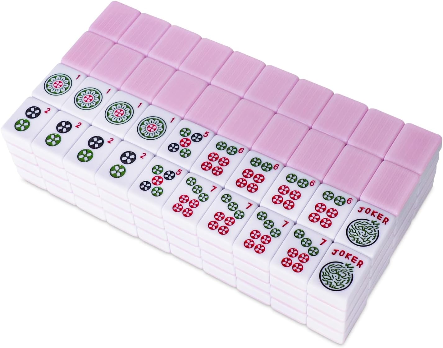American Mahjong Tile Set with 166 Pink Back Tiles (1.2”, Tiles Only), Mahjong Game Set